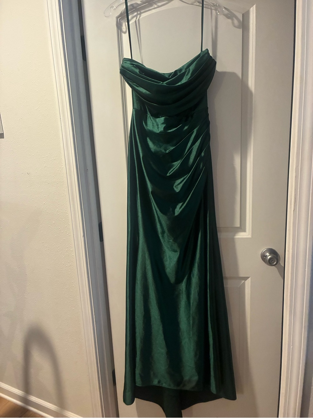 Estella's Closet Emerald Green Satin Strapless Evening Gown